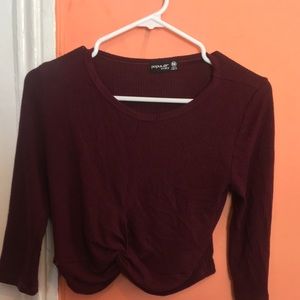 Red long sleeve crop top
